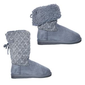 Faux Suede And Knit Booties